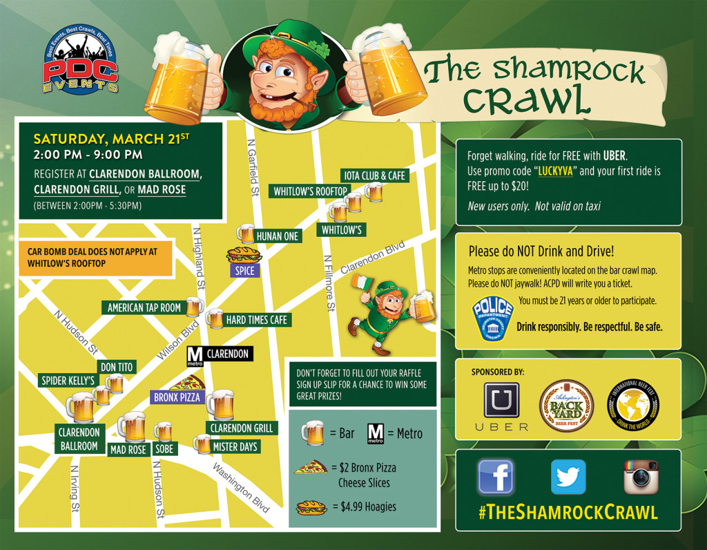 The Shamrock Crawl Route Map - VA