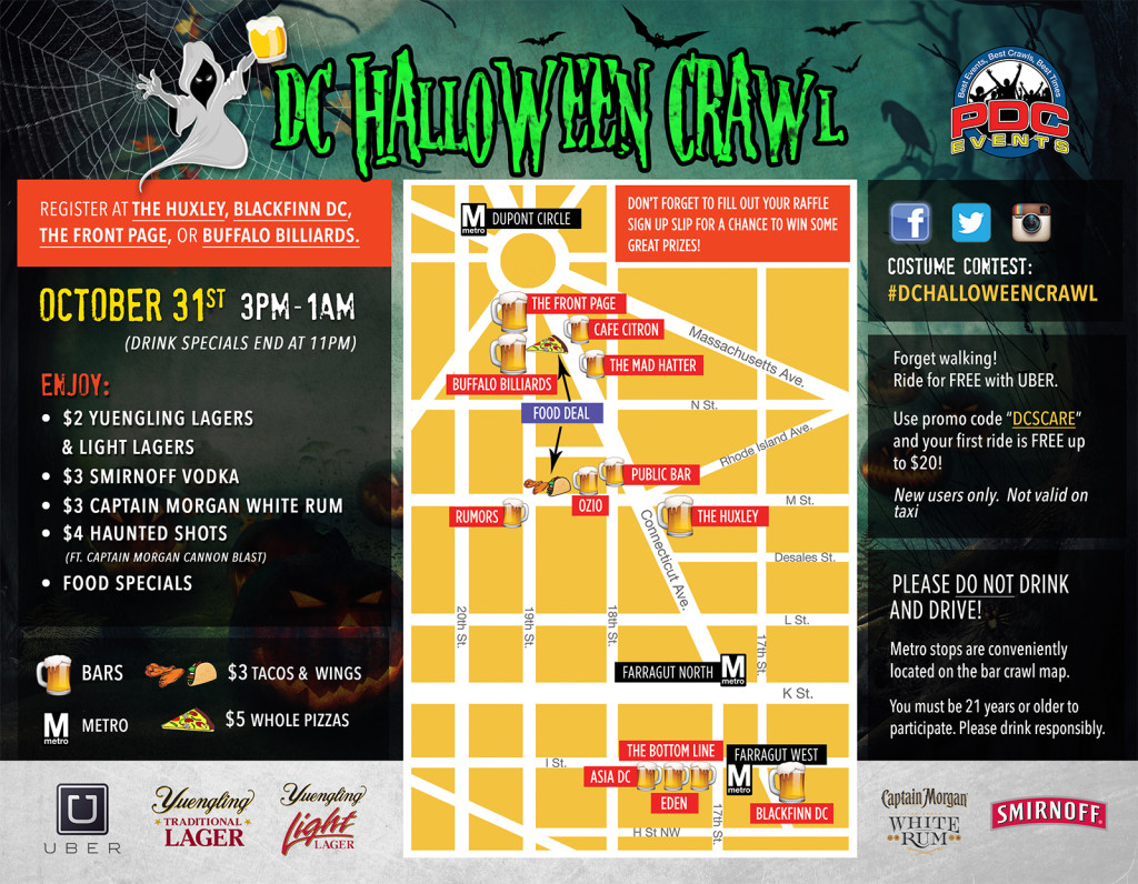 DC Halloween Crawl 2015 - Route Map