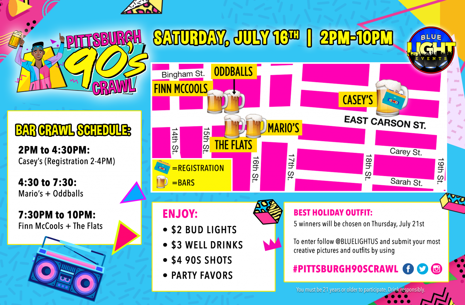 Pittsburgh 90's Crawl 2022 Route Map Project DC Events