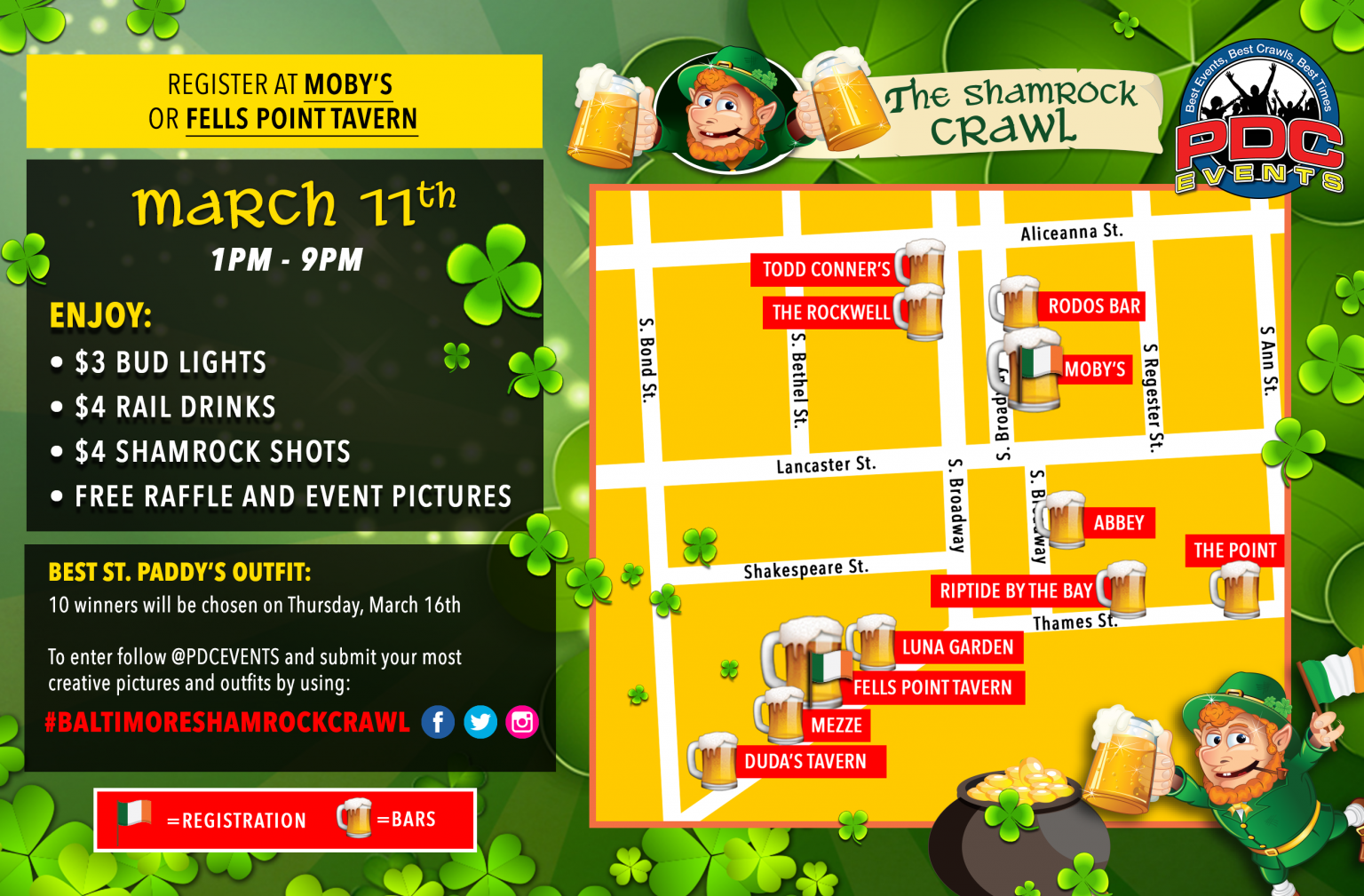 Baltimore Shamrock Crawl 2023 Route Map Project DC Events
