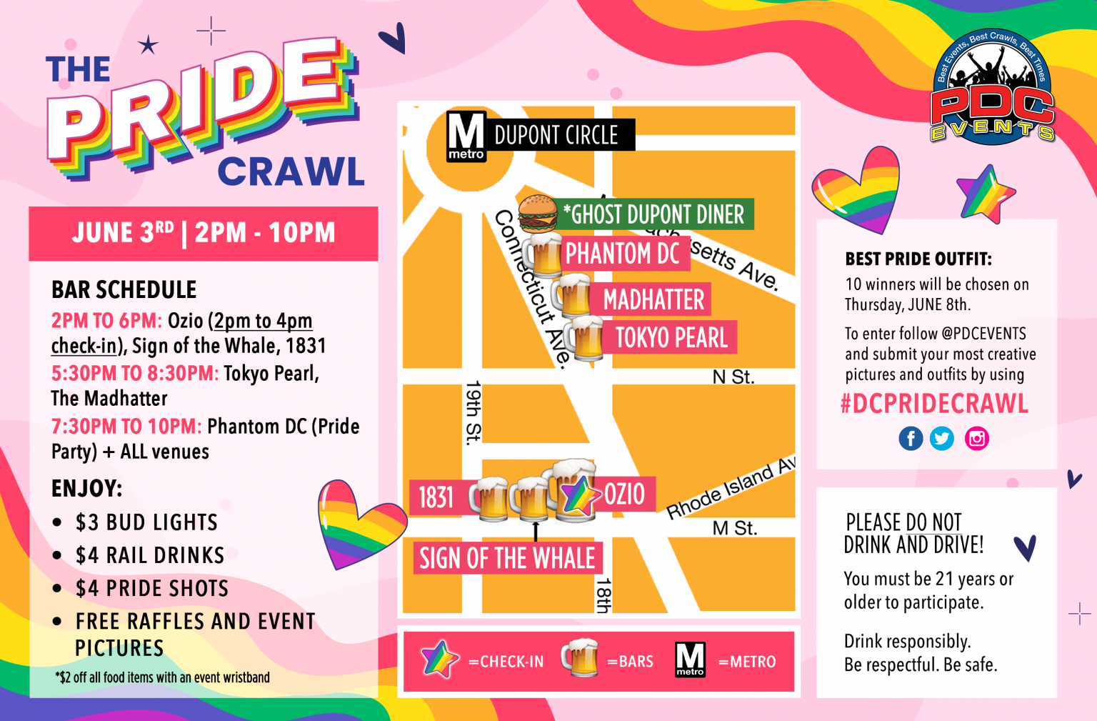 DC Pride Crawl 2023 Route Map Project DC Events