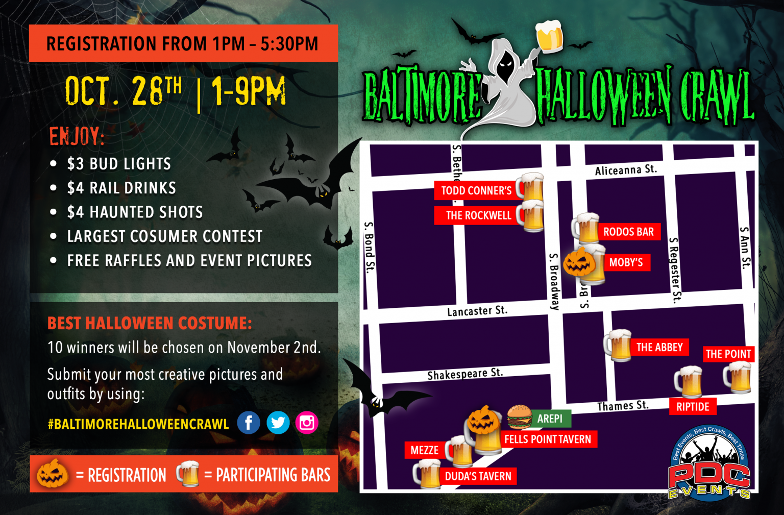 Baltimore Halloween Crawl 2023 Route Map Project DC Events