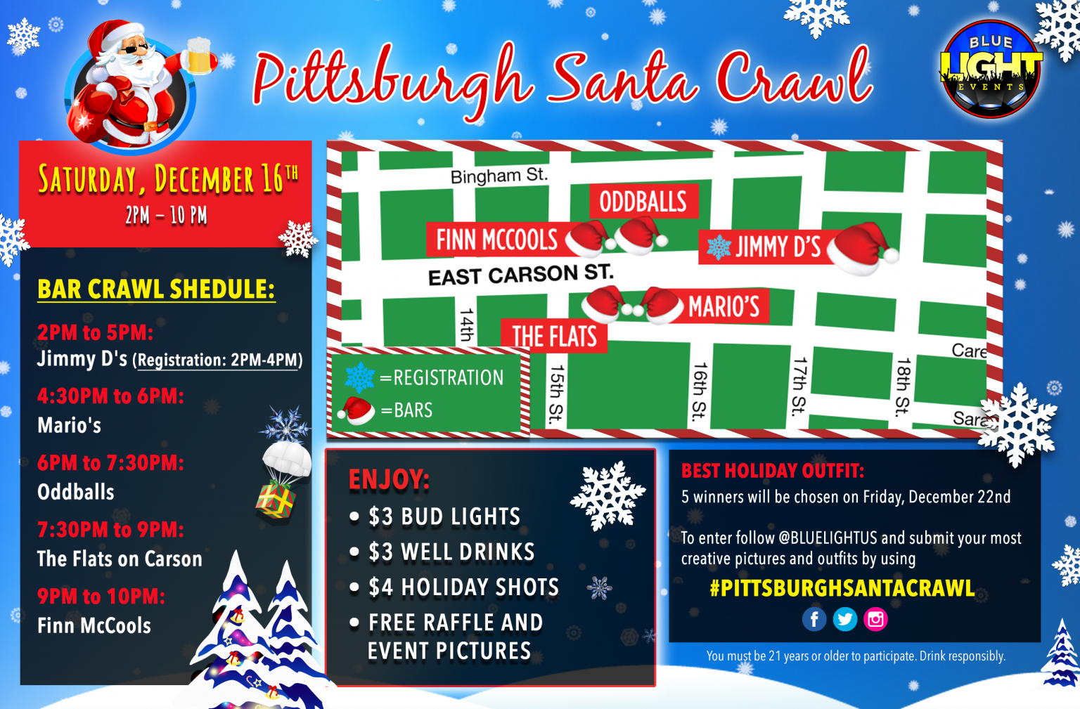 Pittsburgh Santa Crawl 2023 Route Map Project DC Events